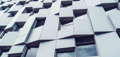 Modern office building facade in the downtown